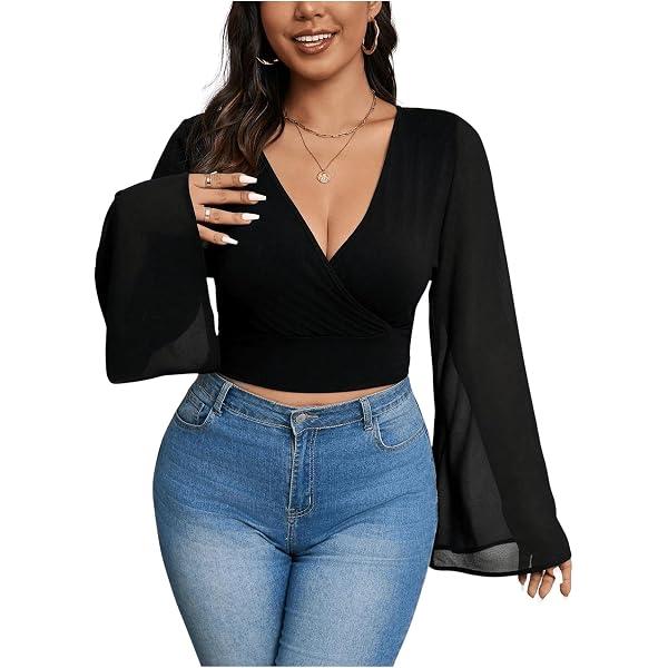 SOLY HUX Women's Plus Size Blouse Drawstring Ruched Front Off